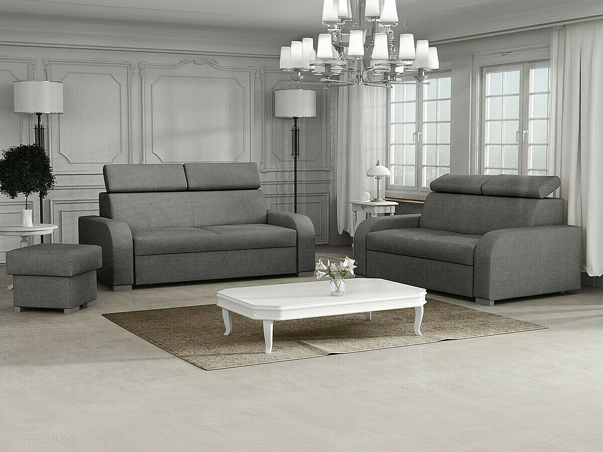 Pouf Etrcala 105, Gris, 43x50x50cm, Tapisserie, Pieds: Bois|Plastique, Boîte de rangement