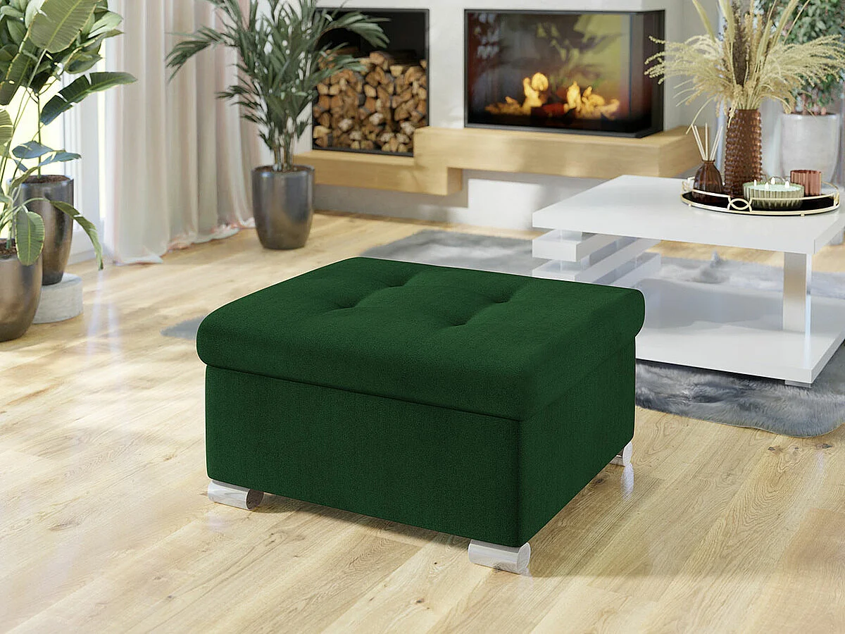 Pouf Comfivo 115, Vert, 41x68x70cm, Tapisserie, Pieds: Plastique
