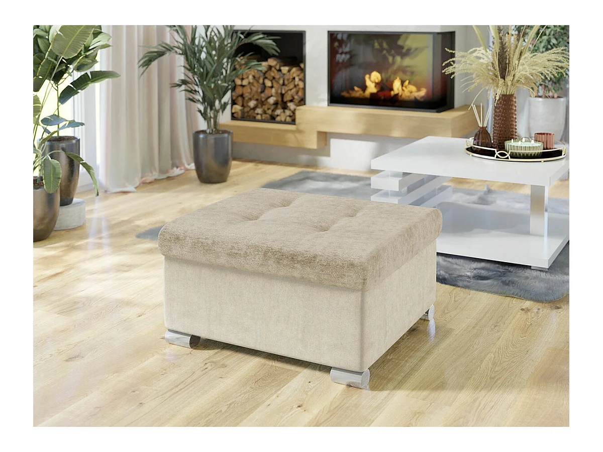 Pouf Comfivo 115, Brun clair, 41x68x70cm, Tapisserie, Pieds: Plastique