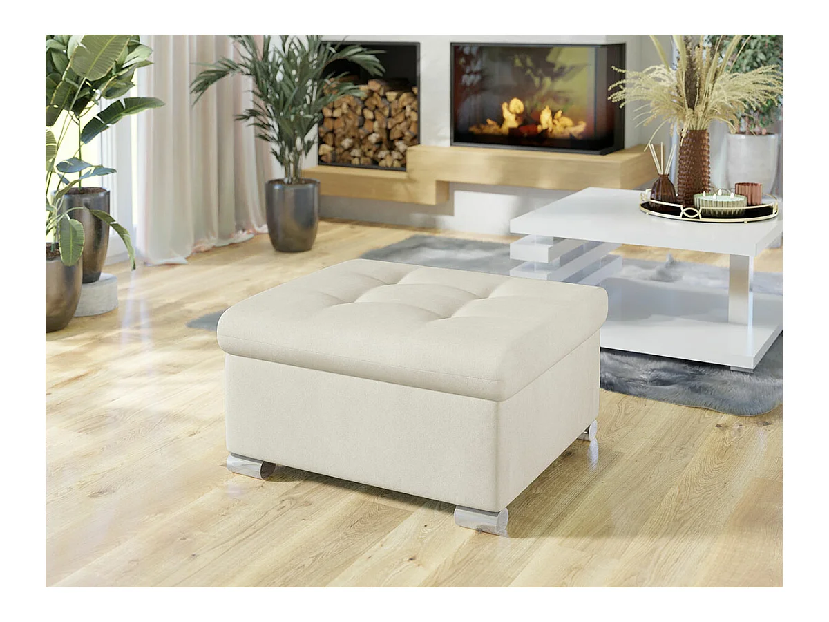 Pouf Comfivo 115, Brun clair, 41x68x70cm, Tapisserie, Pieds: Plastique