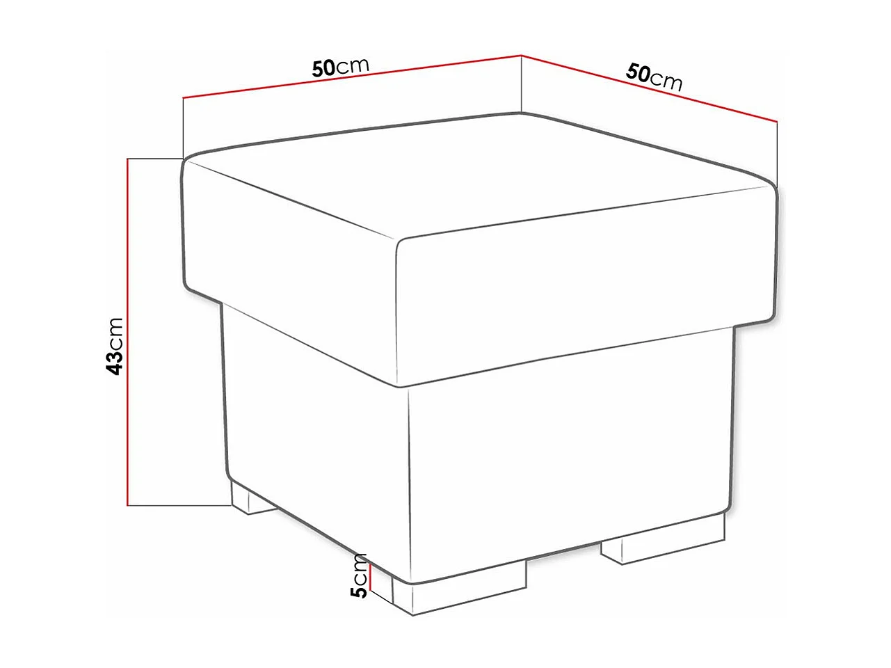 Pufe Etrcala 105, Castanho, Tecido, Caixa de armazenamento, 4x5x5cm