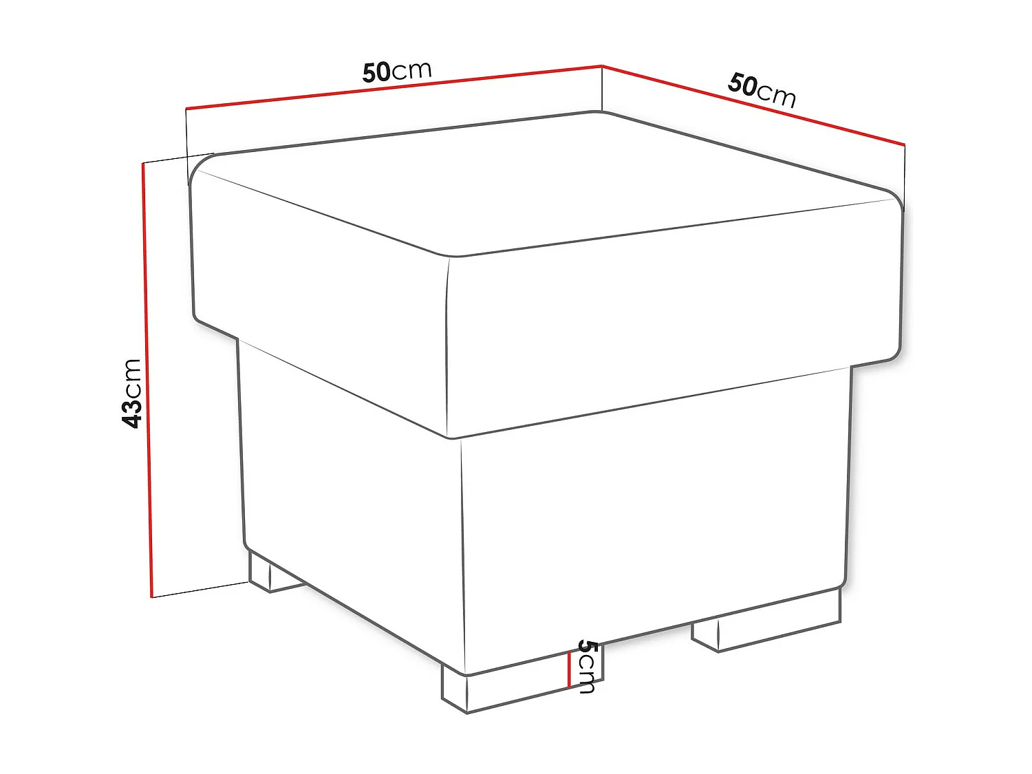 Pouf Etrcala 105, Marron, 43x50x50cm, Tissu, Pieds: Plastique|Bois, Disponible