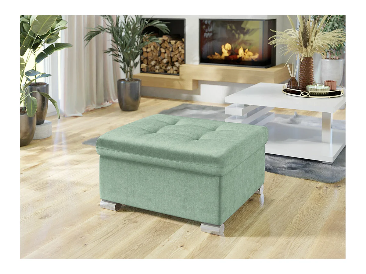 Pouf Comfivo 115, Turquoise, 41x68x70cm, Tapisserie, Pieds: Plastique