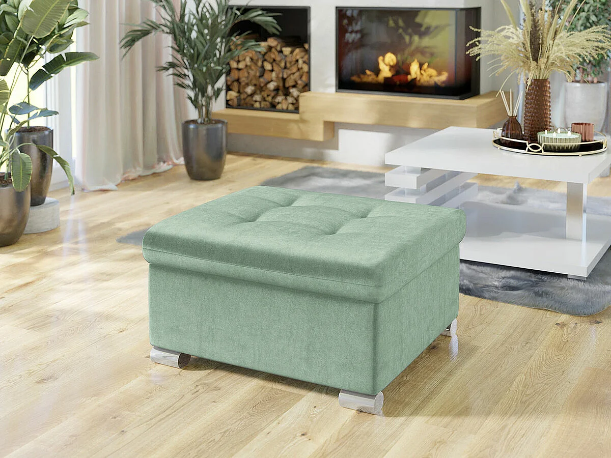 Pouf Comfivo 115, Turquoise, 41x68x70cm, Tapisserie, Pieds: Plastique