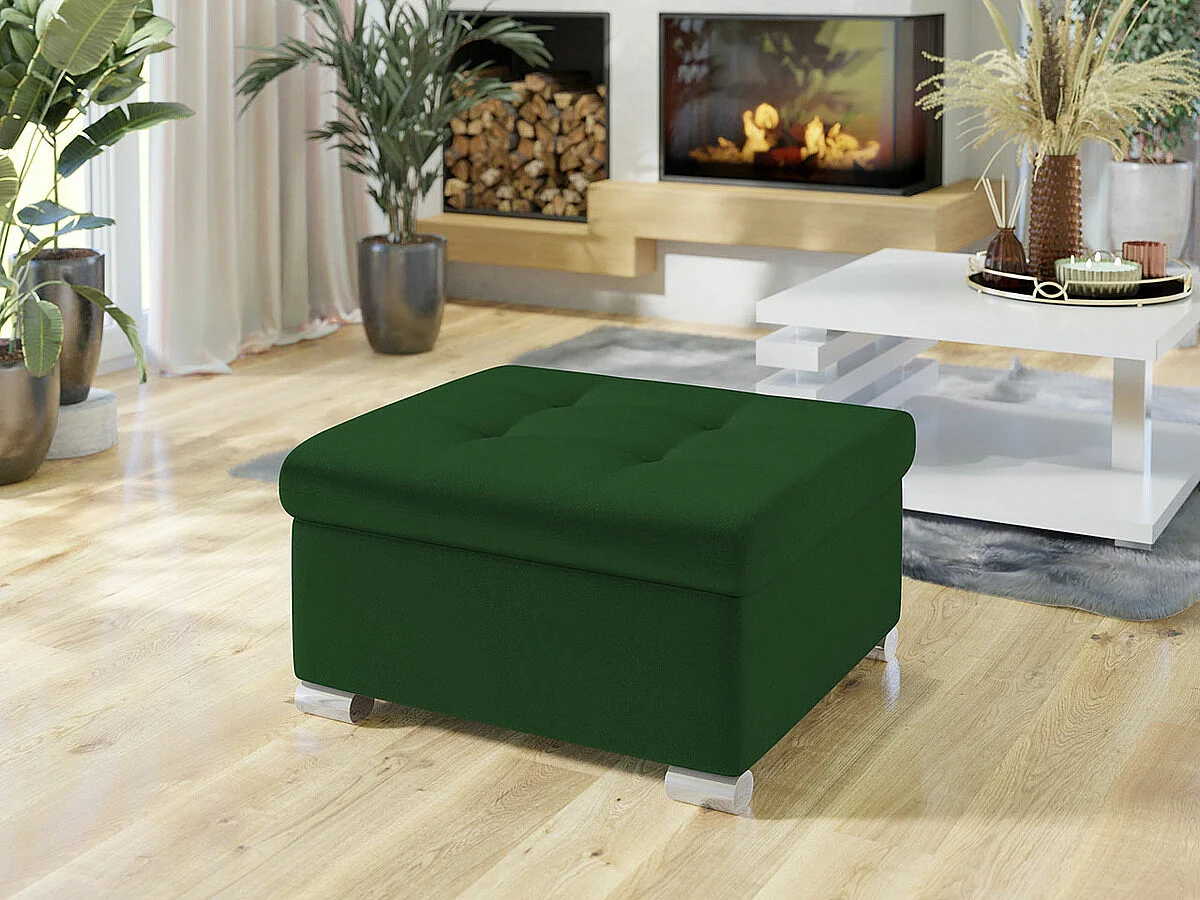 Pouf Comfivo 115, Vert, 41x68x70cm, Tapisserie, Pieds: Plastique
