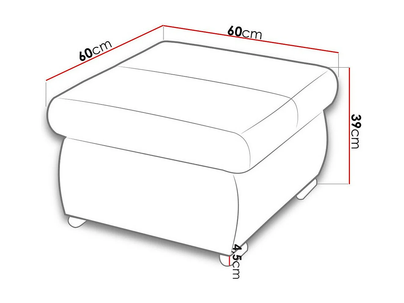 Pouf Comfivo 122, Jaune, 39x60x60cm, Tissu, Pieds: Métal, Partiellement assemblé