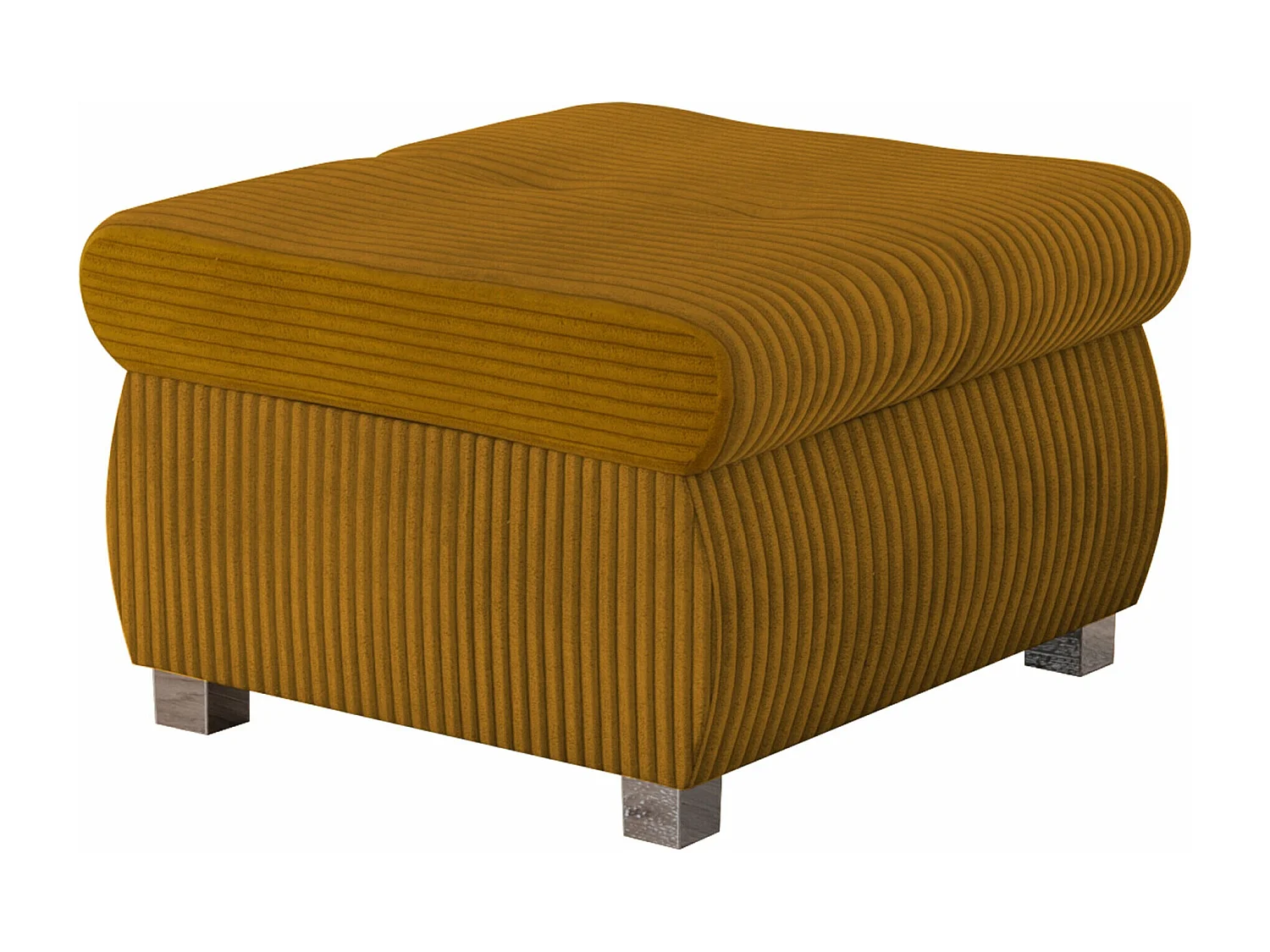 Pouf Comfivo 122, Jaune, 39x60x60cm, Tissu, Pieds: Métal, Partiellement assemblé