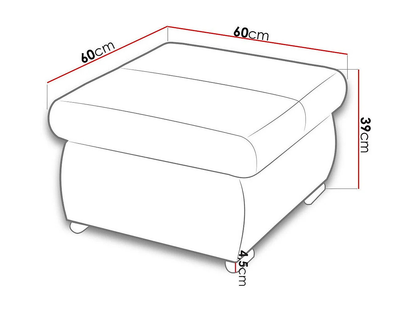 Pouf Comfivo 122, Jaune, 39x60x60cm, Tissu, Pieds: Métal, Partiellement assemblé