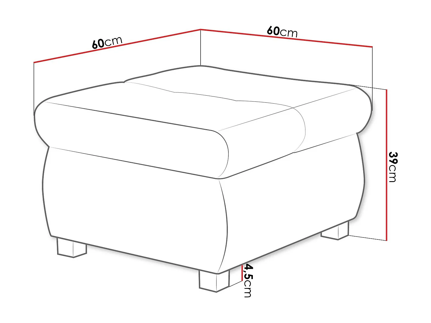 Pouf Comfivo 122, Jaune, 39x60x60cm, Tissu, Pieds: Métal, Partiellement assemblé
