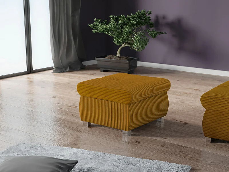 Puf Comfivo 122, Amarillo, 39x60x60cm, Tapiz, Patas: Metal