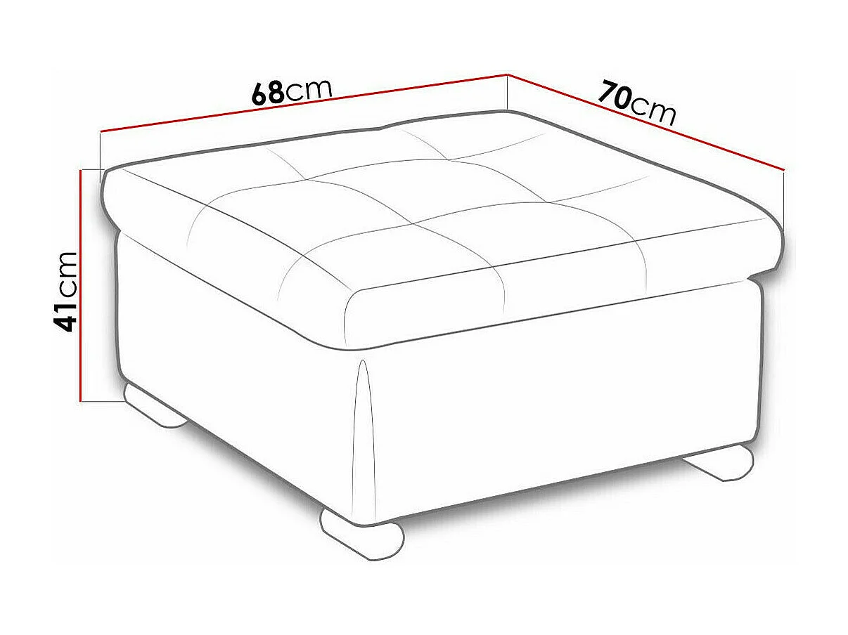 Pouf Comfivo 115, Gris, 41x68x70cm, Tissu, Pieds: Plastique