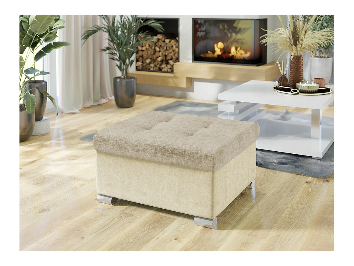 Pouf Comfivo 115, Brun clair, 41x68x70cm, Tapisserie, Pieds: Plastique