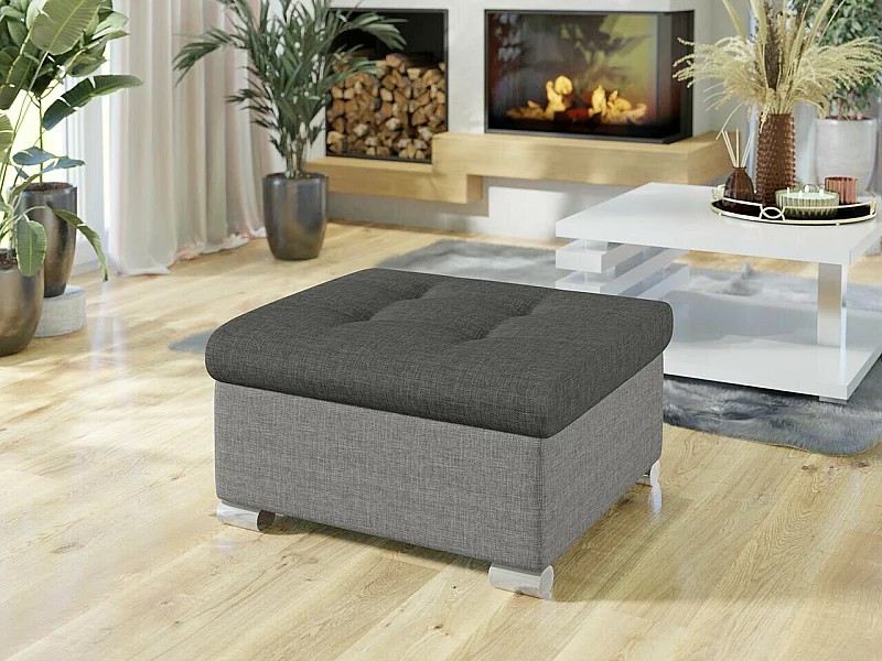 Pouf Comfivo 115, Gris, 41x68x70cm, Tapisserie, Pieds: Plastique