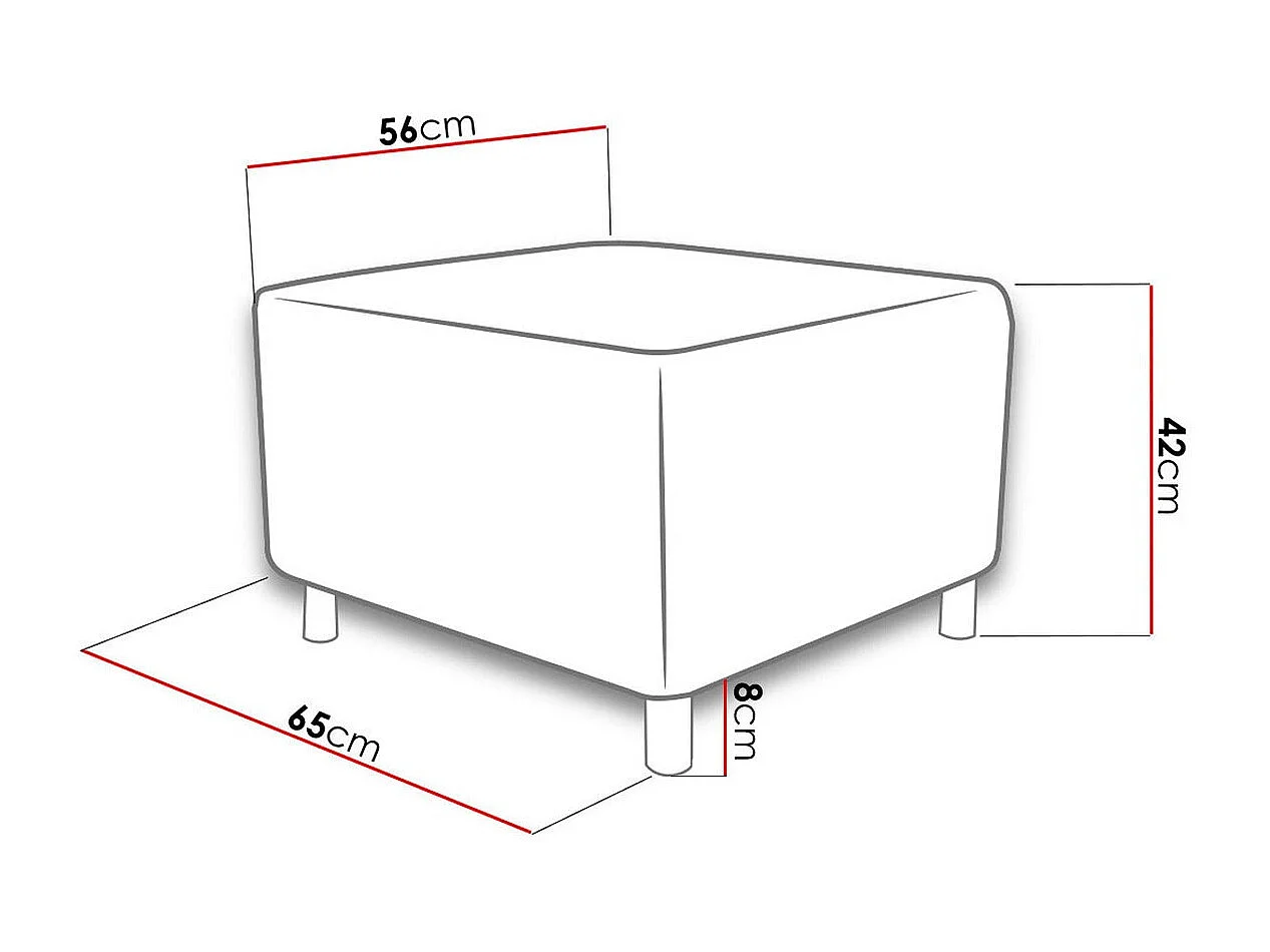 Pouf Comfivo 126, Gris, 42x56x65cm, Tissu, Pieds: Plastique