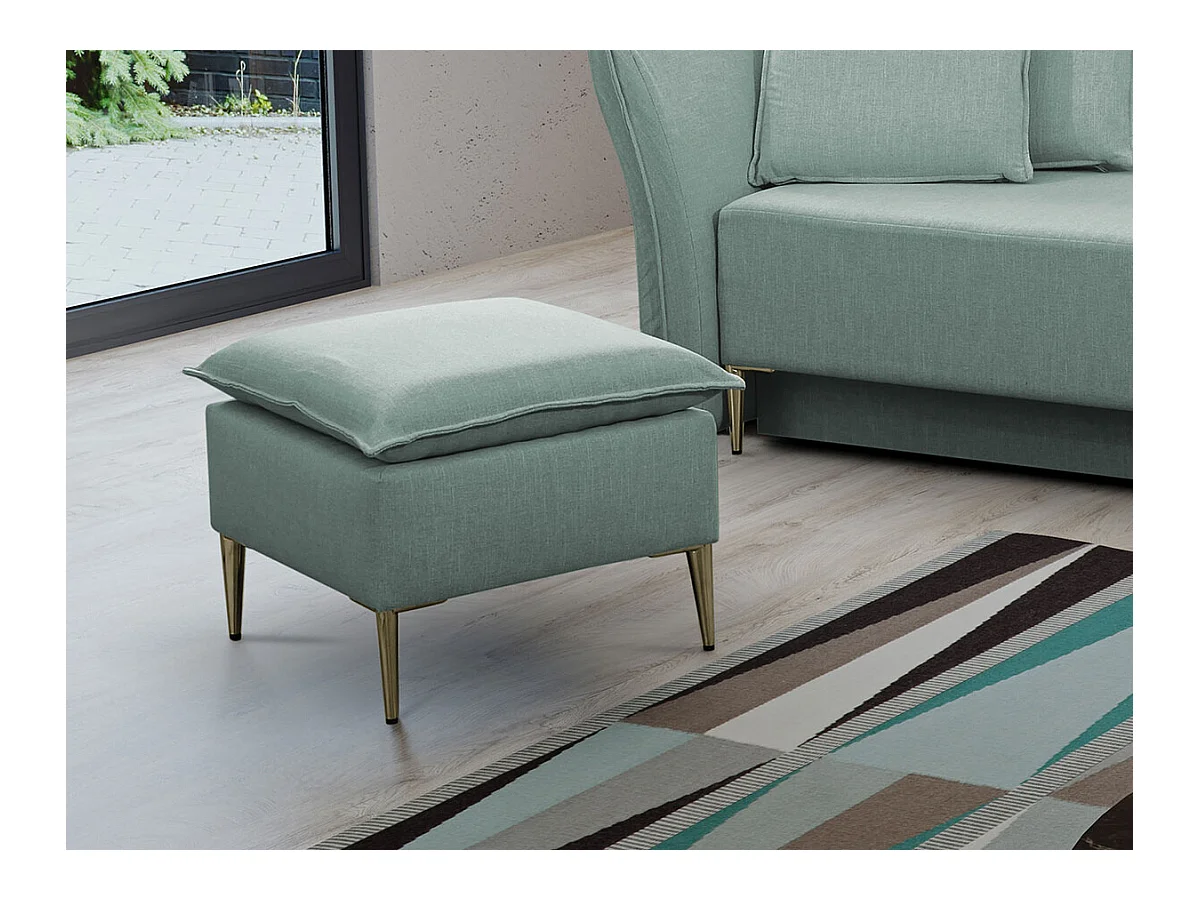 Pouf Providence 147, Turquoise, 45x50x50cm, Tapisserie, Pieds: Métal