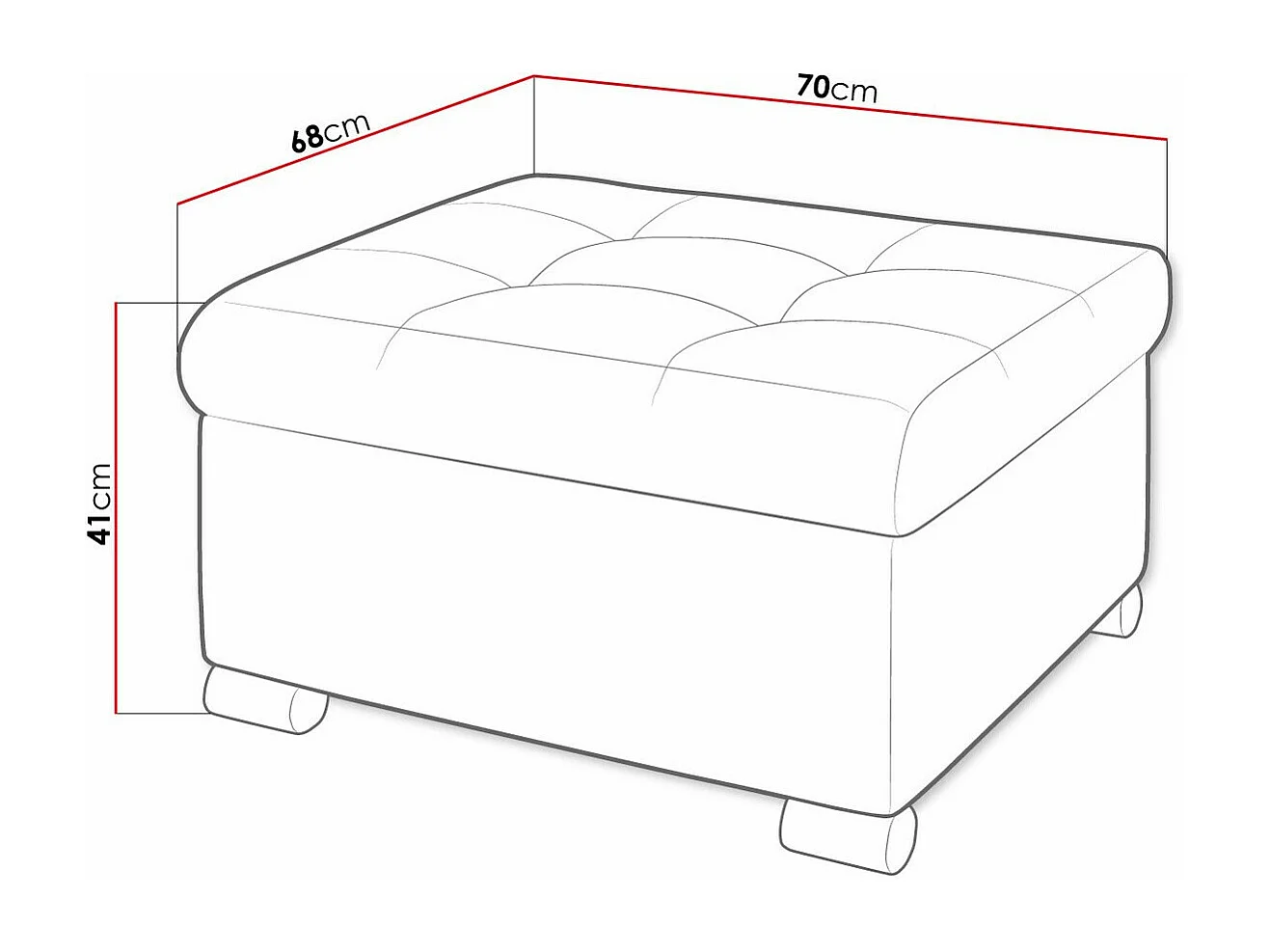 Puf Comfivo 115, Blanco, 41x68x70cm, Tapiz, Patas: Plástico