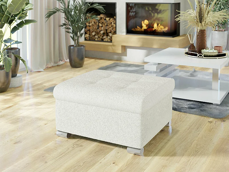 Puf Comfivo 115, Blanco, 41x68x70cm, Tapiz, Patas: Plástico