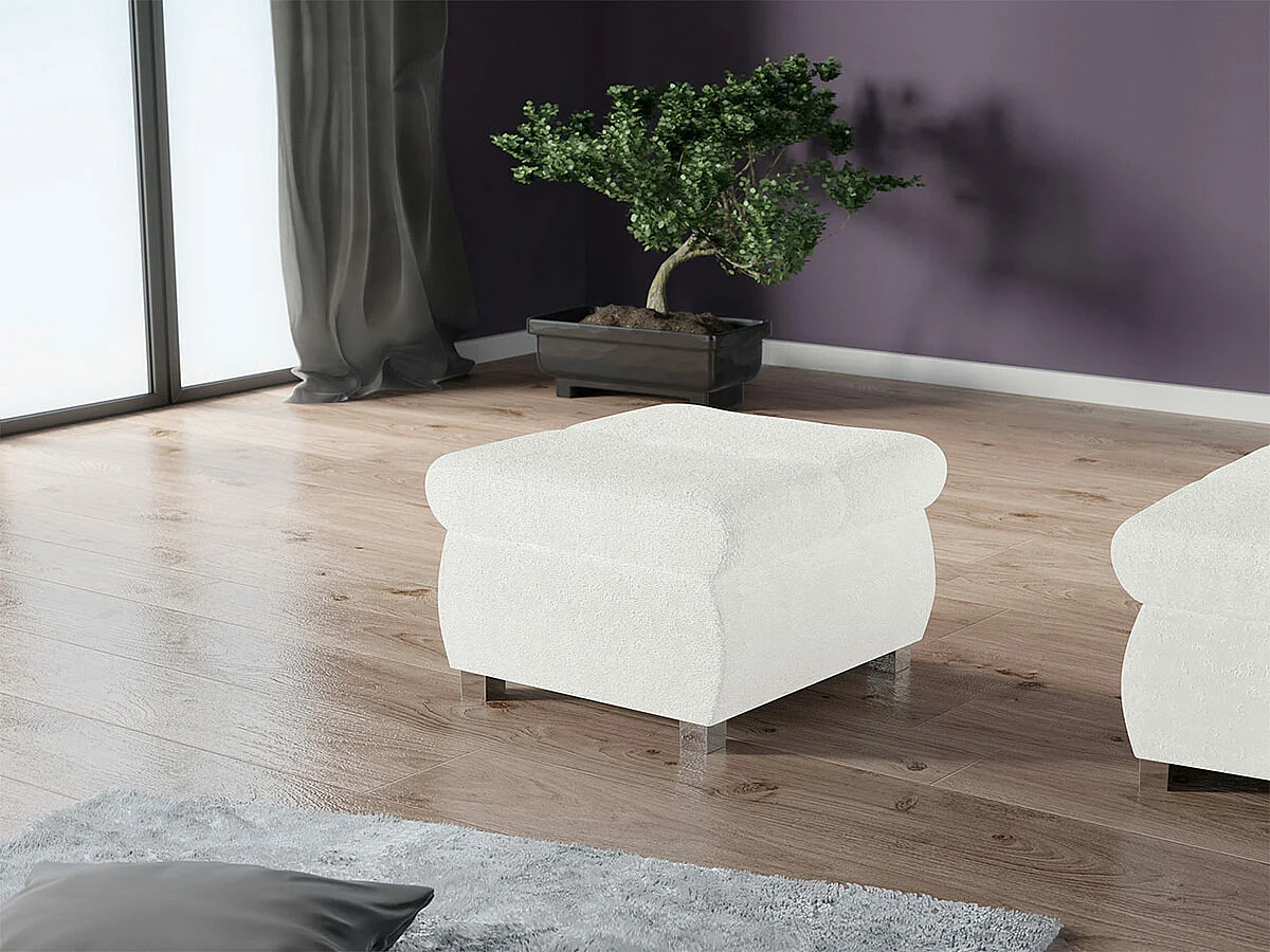 Puf Comfivo 122, Blanco, 39x60x60cm, Tapiz, Patas: Metal