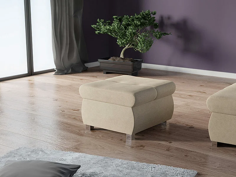 Puf Comfivo 122, De color marrón claro, 39x60x60cm, Tapiz, Patas: Metal