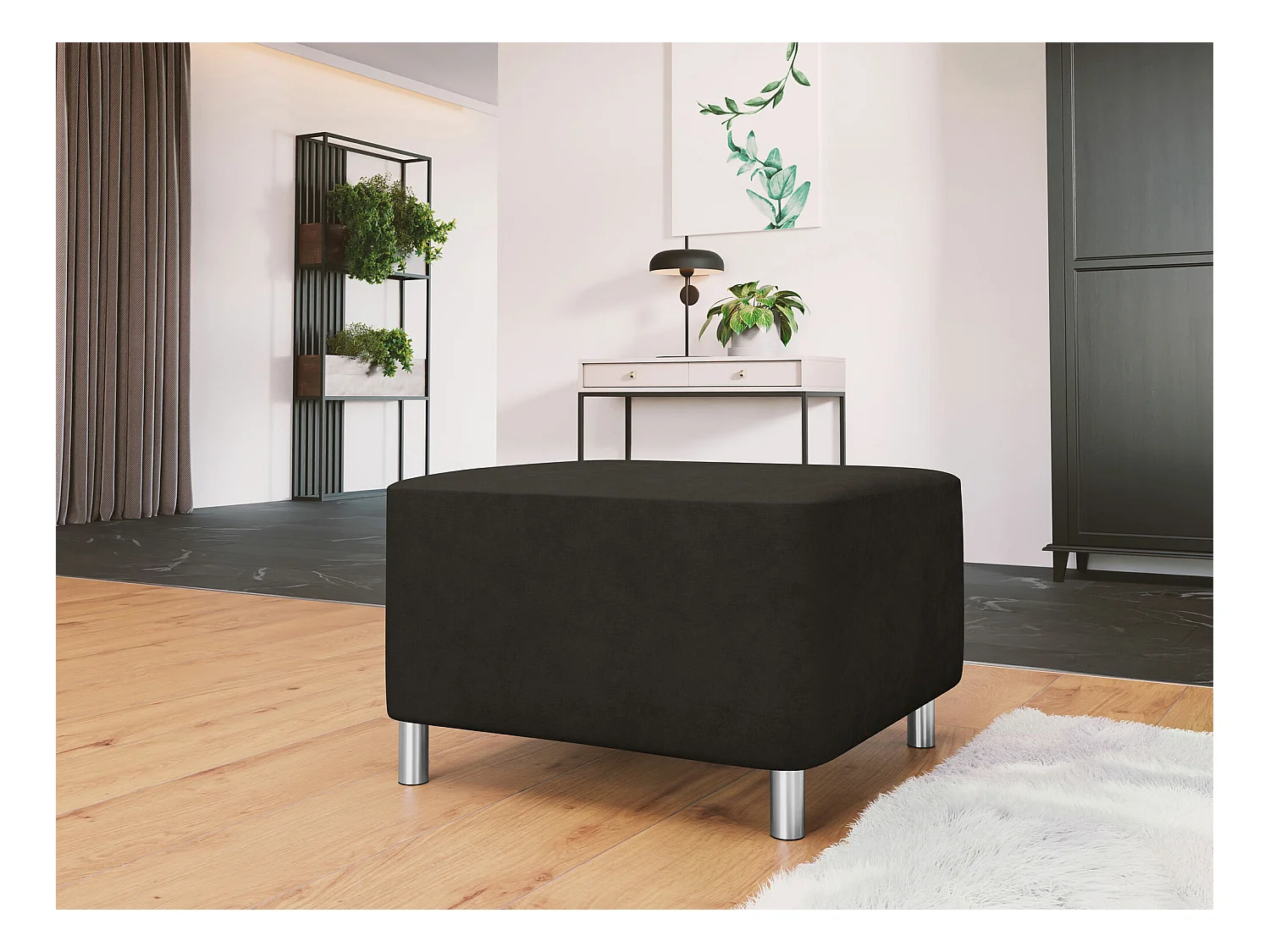 Pouf Comfivo 126, Marron, 42x56x65cm, Tapisserie, Pieds: Plastique