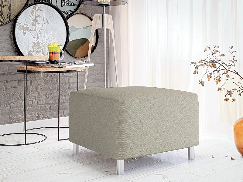 Pouf Comfivo 126, Brun clair, 42x56x65cm, Tapisserie, Pieds: Plastique