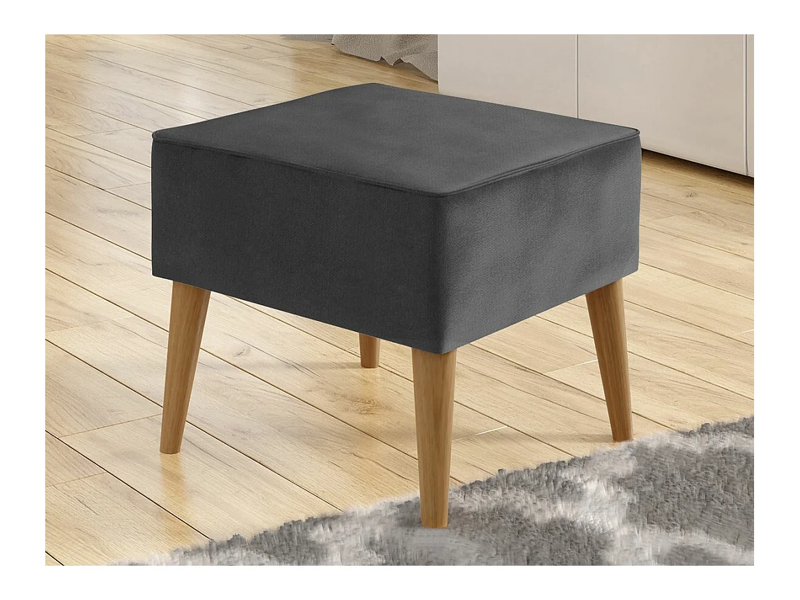 Pouf Comfivo 205, Gris, 41x45x45cm, Tapisserie, Pieds: Bois