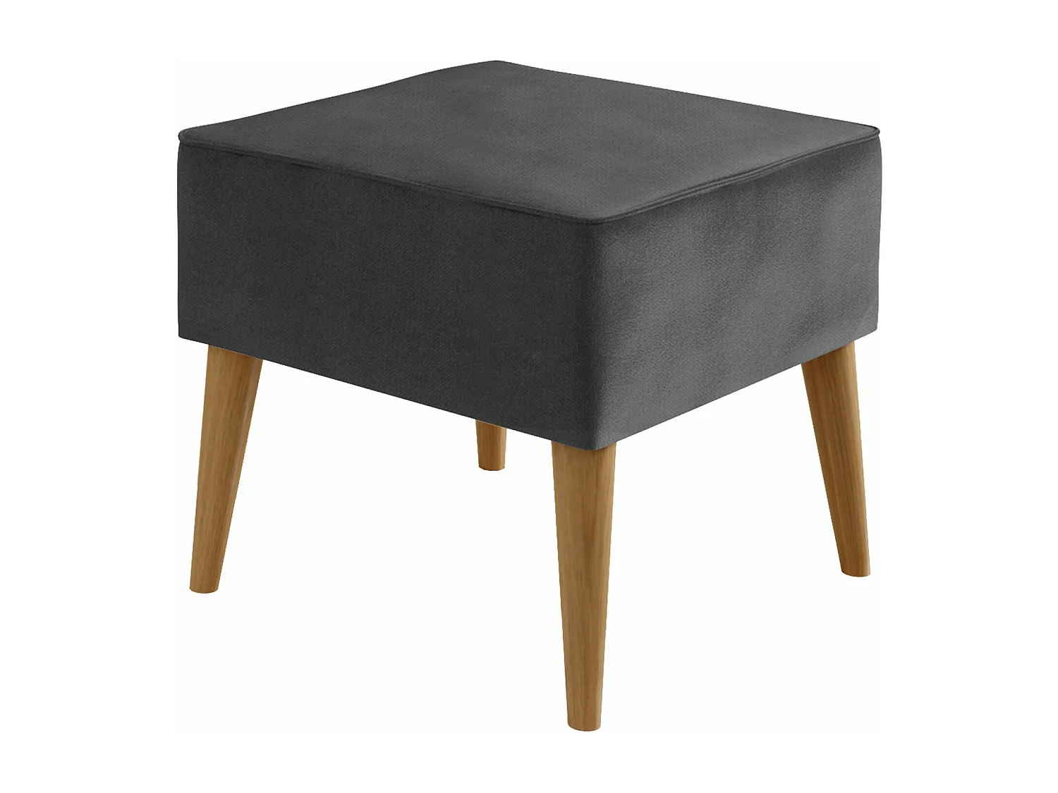Pouf Comfivo 205, Gris, 41x45x45cm, Tissu, Pieds: Bois