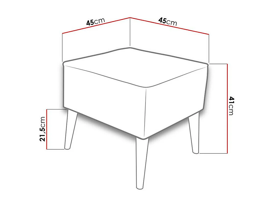 Pouf Comfivo 205, Gris, 41x45x45cm, Tissu, Pieds: Bois