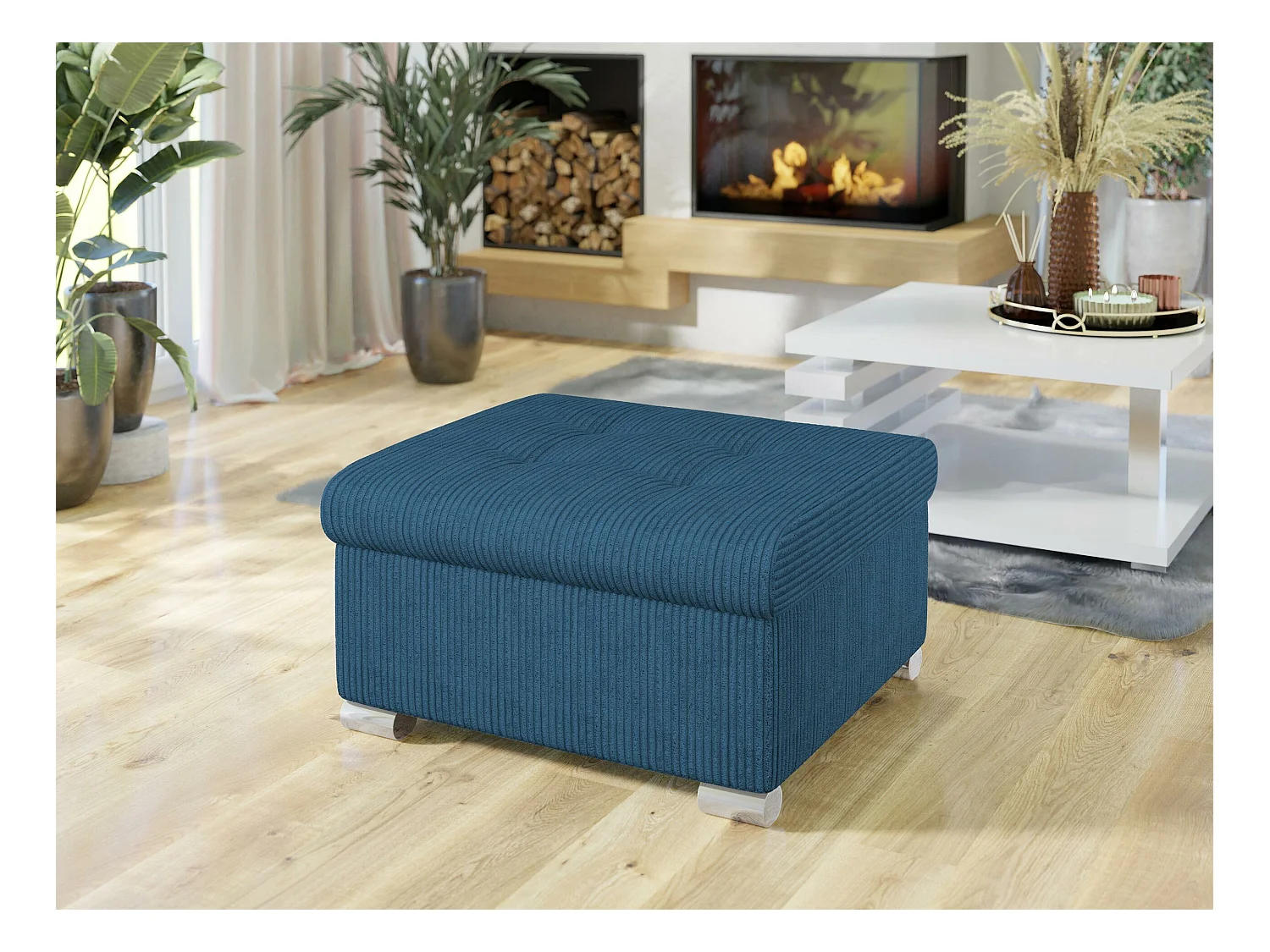 Puf Comfivo 115, Azul, 41x68x70cm, Tapiz, Patas: Plástico