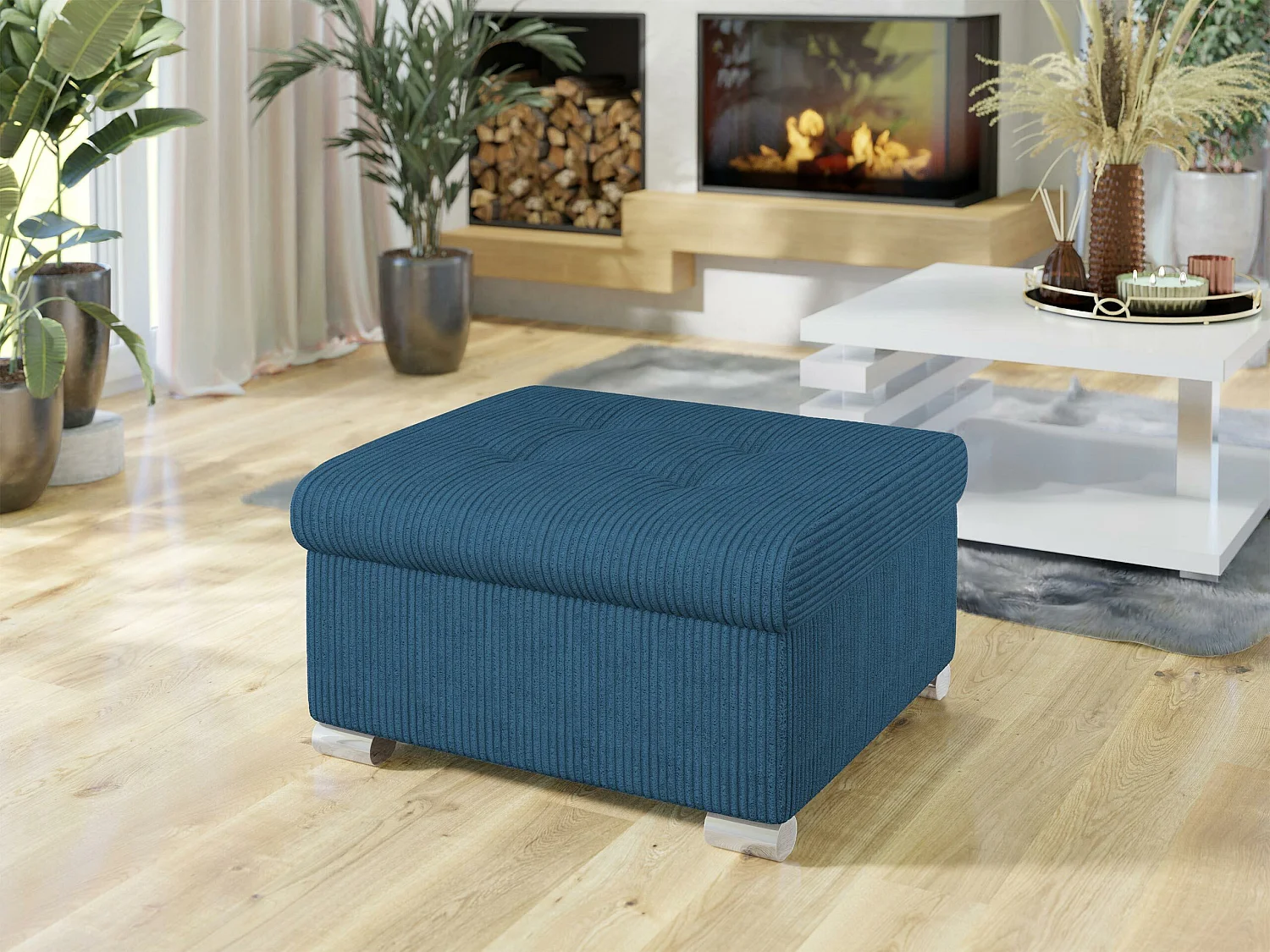 Puf Comfivo 115, Azul, 41x68x70cm, Tapiz, Patas: Plástico