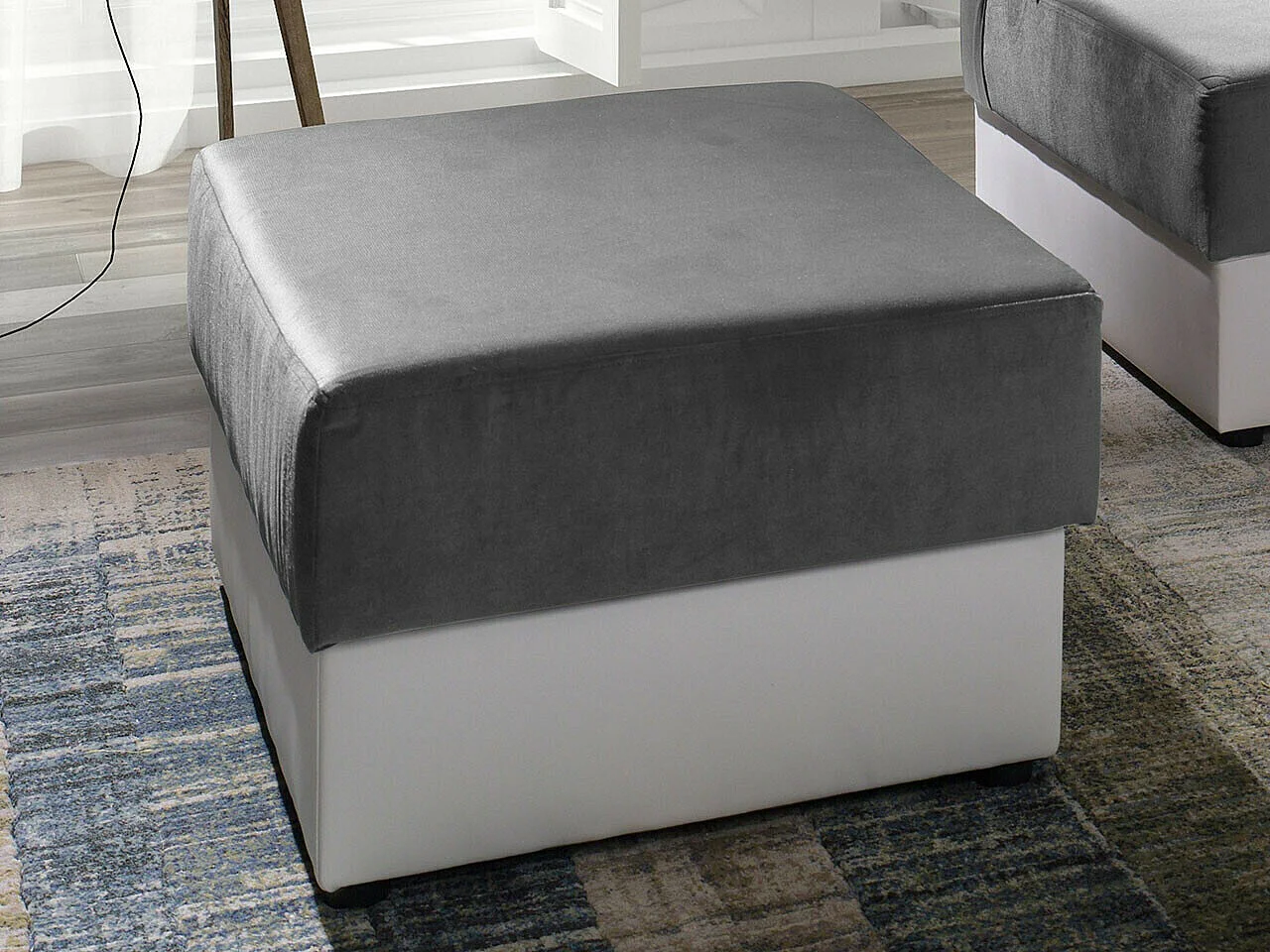 Pouf Providence 185, Gris, 40x60x80cm, Tissu, Pieds: Plastique, Disponible