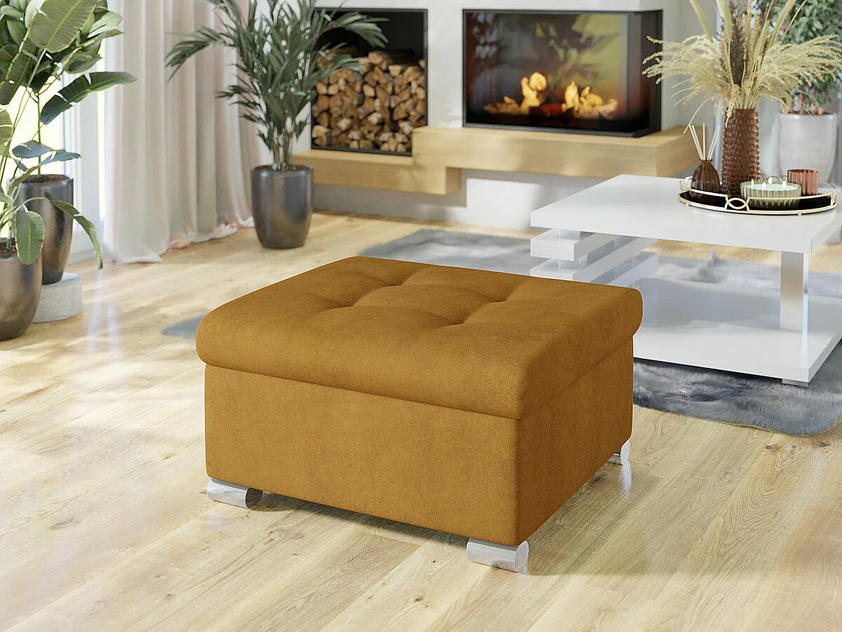 Pouf Comfivo 115, Brun clair, 41x68x70cm, Tapisserie, Pieds: Plastique