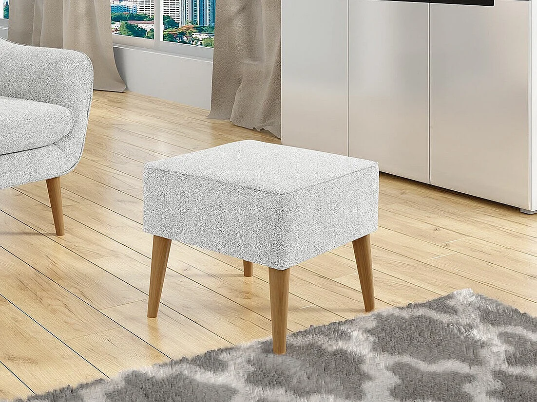 Puf Comfivo 205, Gris, 41x45x45cm, Tapiz, Patas: Madera