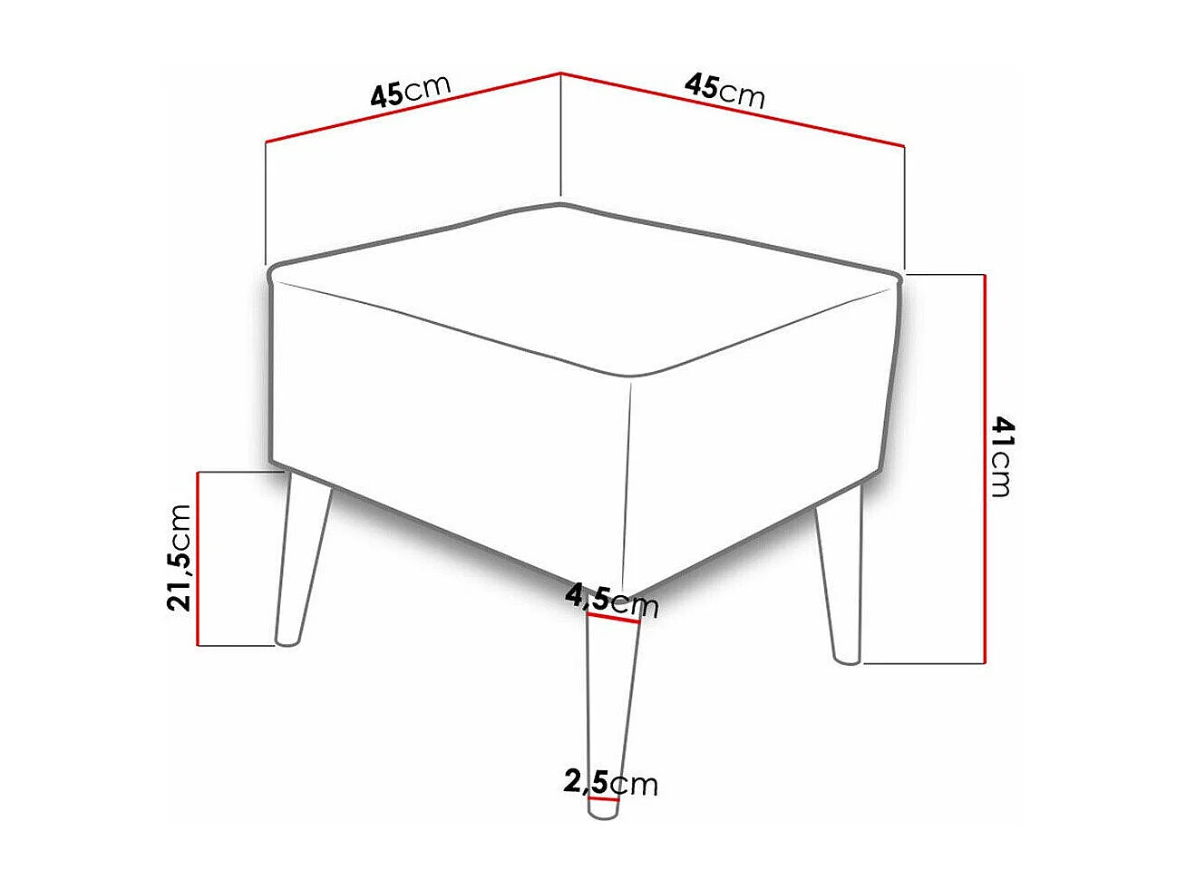 Puf Comfivo 205, Gris, 41x45x45cm, Tapiz, Patas: Madera