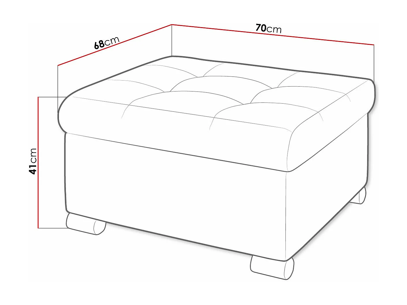 Puf Comfivo 115, De color marrón claro, 41x68x70cm, Tapiz, Patas: Plástico