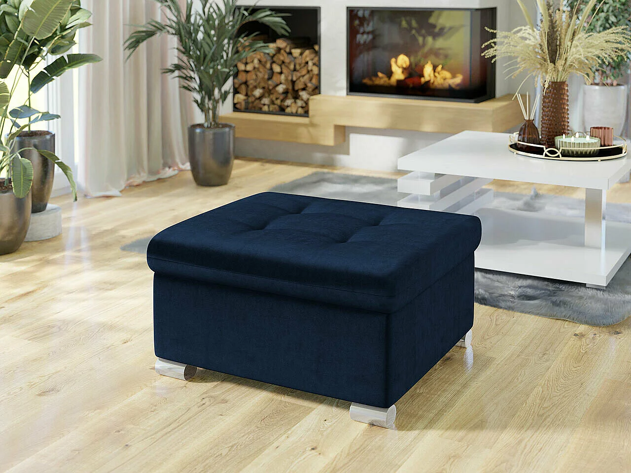 Puf Comfivo 115, Azul, 41x68x70cm, Tapiz, Patas: Plástico