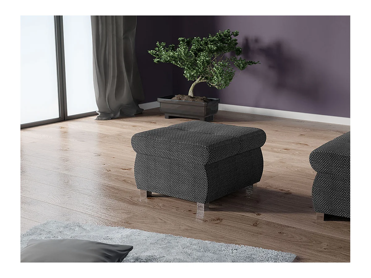 Pouf Comfivo 122, Grigio, 39x60x60cm, Arazzo, Gambe: Metallo, Senza
