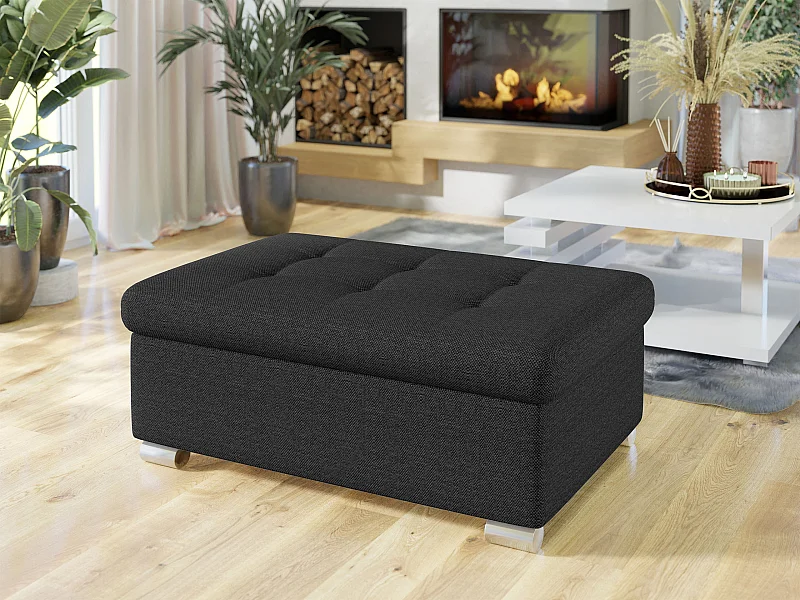 Pouf Comfivo 115, Noir, 41x68x70cm, Tapisserie, Pieds: Plastique