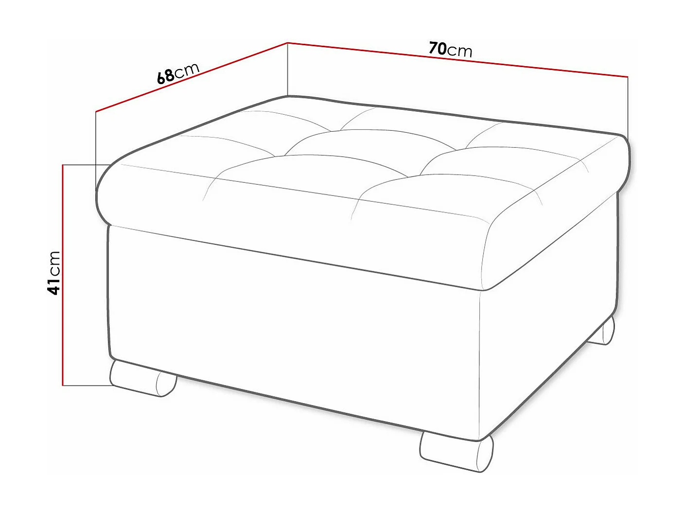 Puf Comfivo 115, Negro, 41x68x70cm, Tapiz, Patas: Plástico