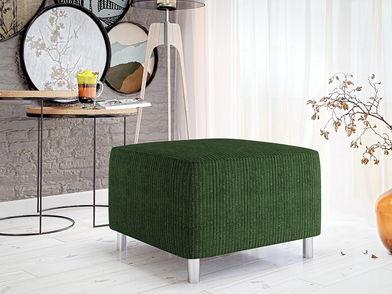 Puf Comfivo 126, Verde, 42x56x65cm, Tapiz, Patas: Plástico