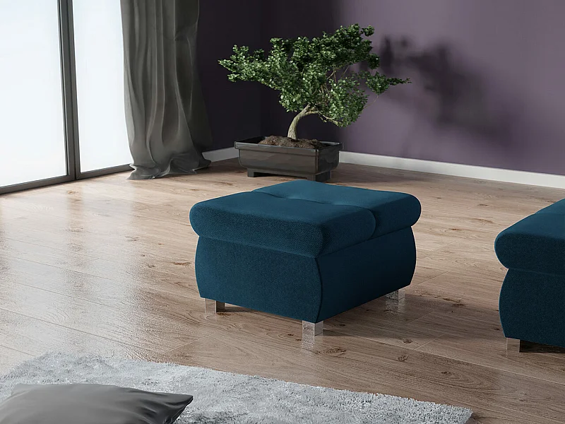 Puf Comfivo 122, Azul, 39x60x60cm, Tapiz, Patas: Metal