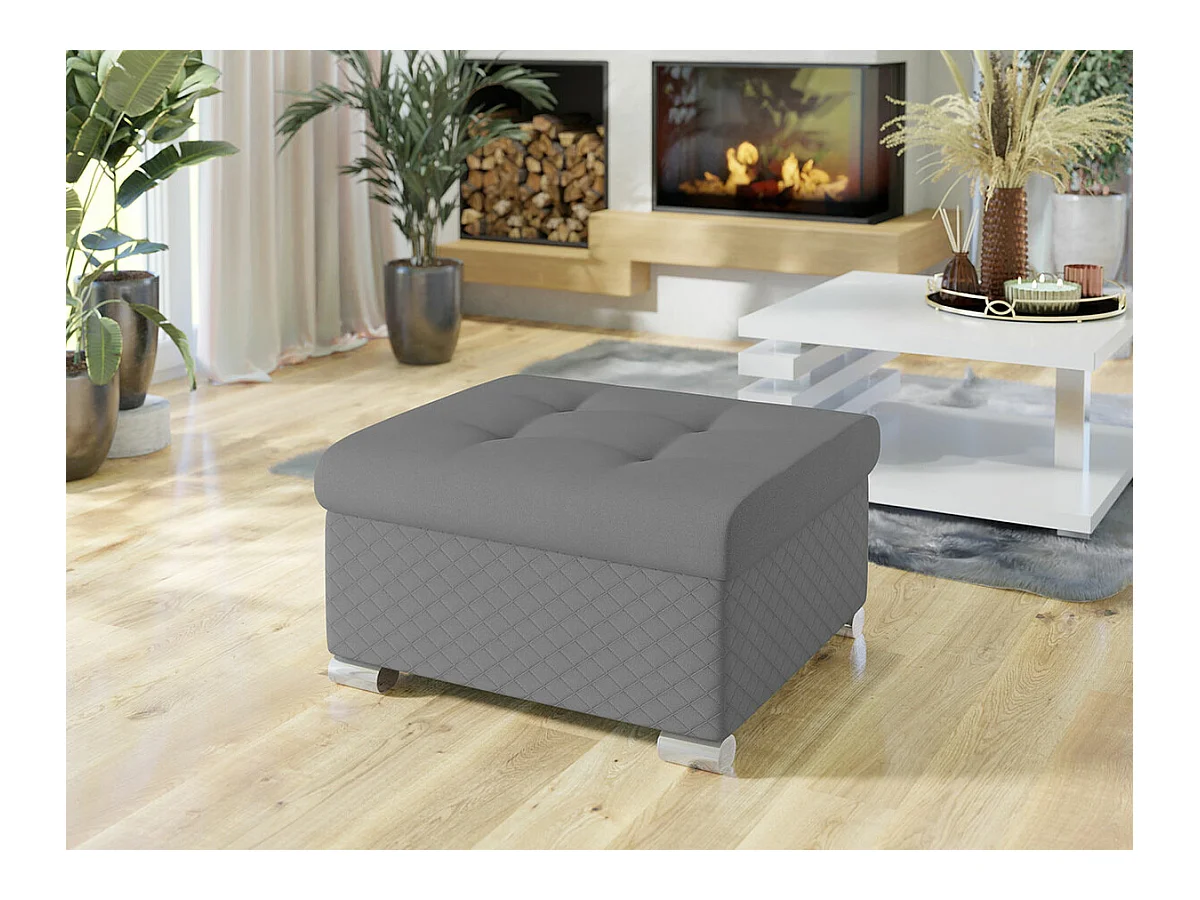 Pouf Comfivo 115, Gris, 41x68x70cm, Tapisserie, Pieds: Plastique