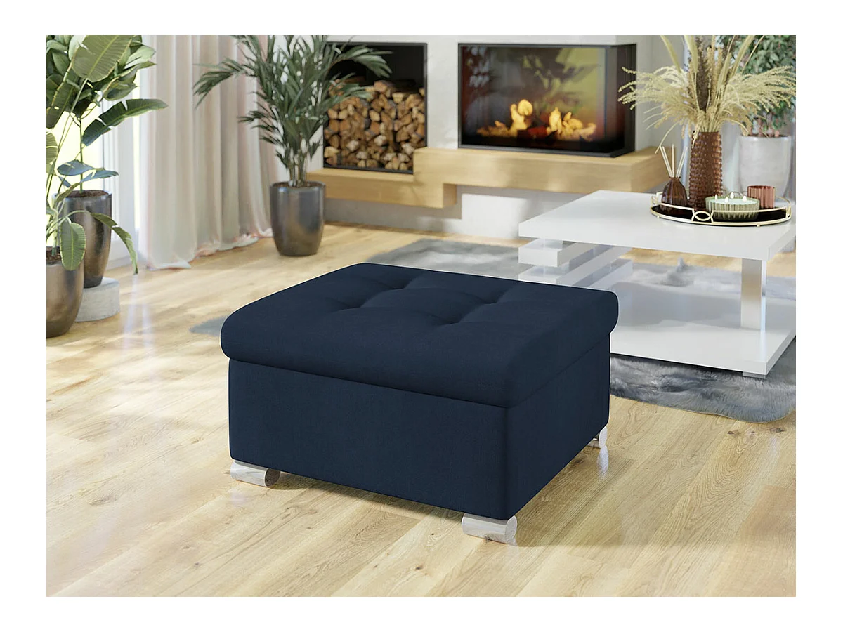Pouf Comfivo 115, Bleu, 41x68x70cm, Tapisserie, Pieds: Plastique