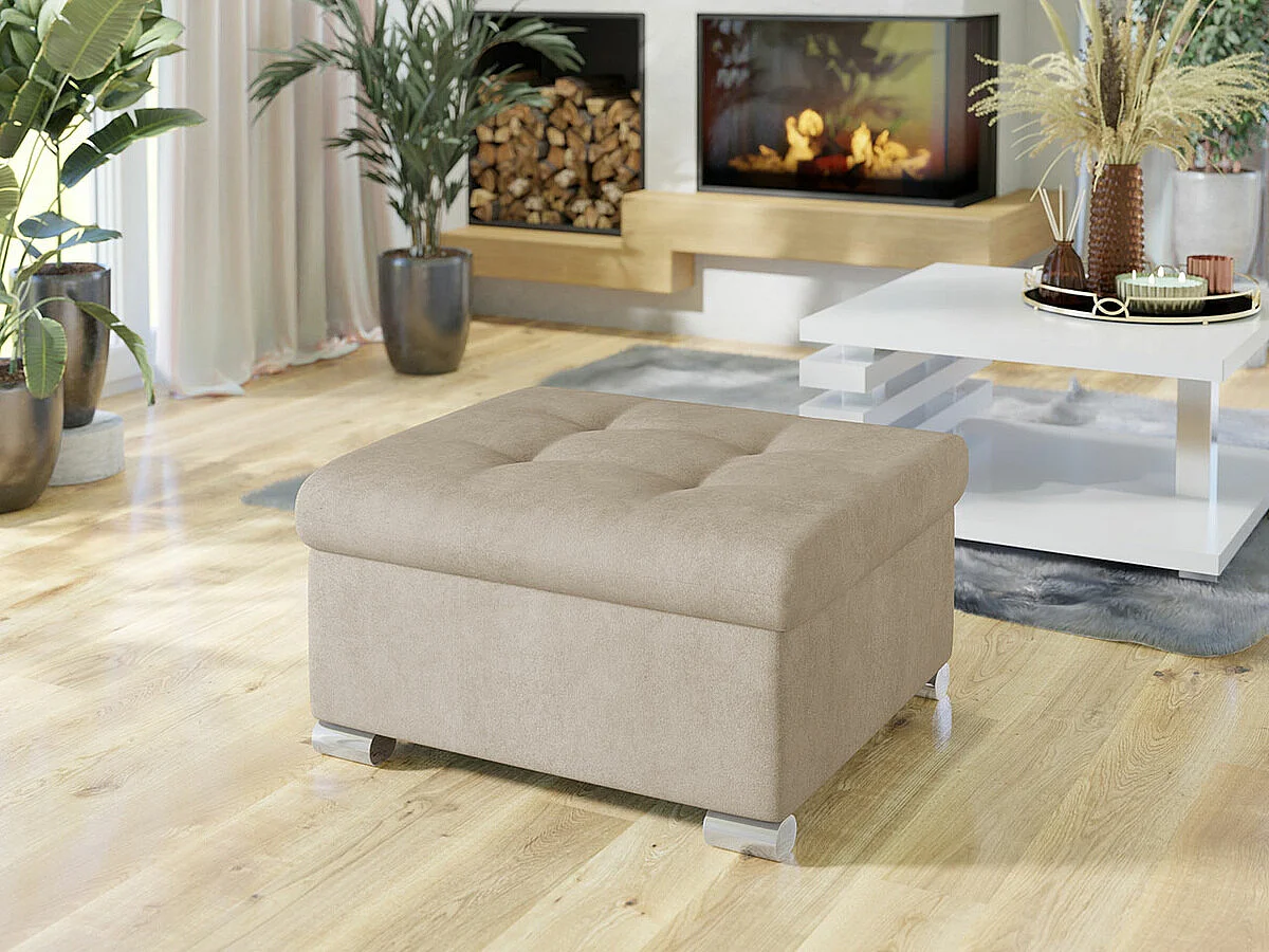 Pouf Comfivo 115, Brun clair, 41x68x70cm, Tapisserie, Pieds: Plastique