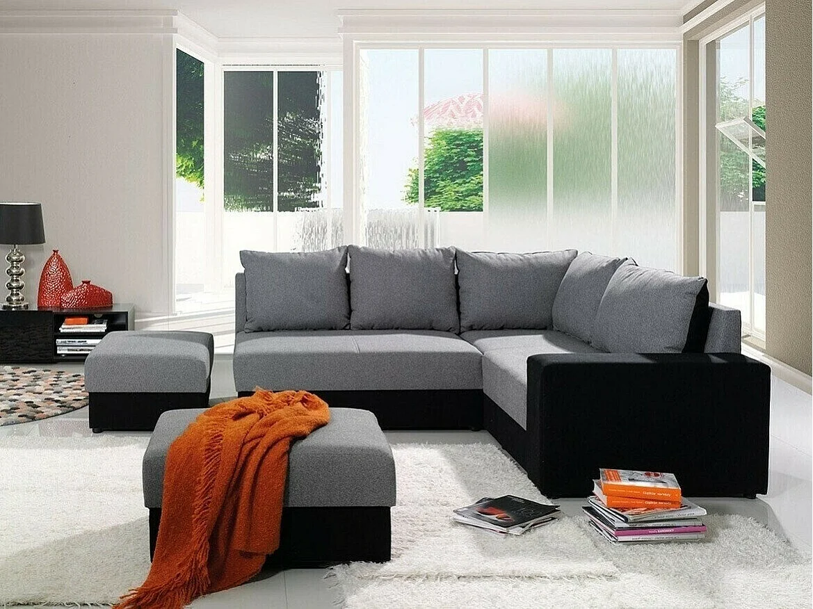 Puf Providence 185, Gris, 40x60x80cm, Tapiz, Patas: Plástico