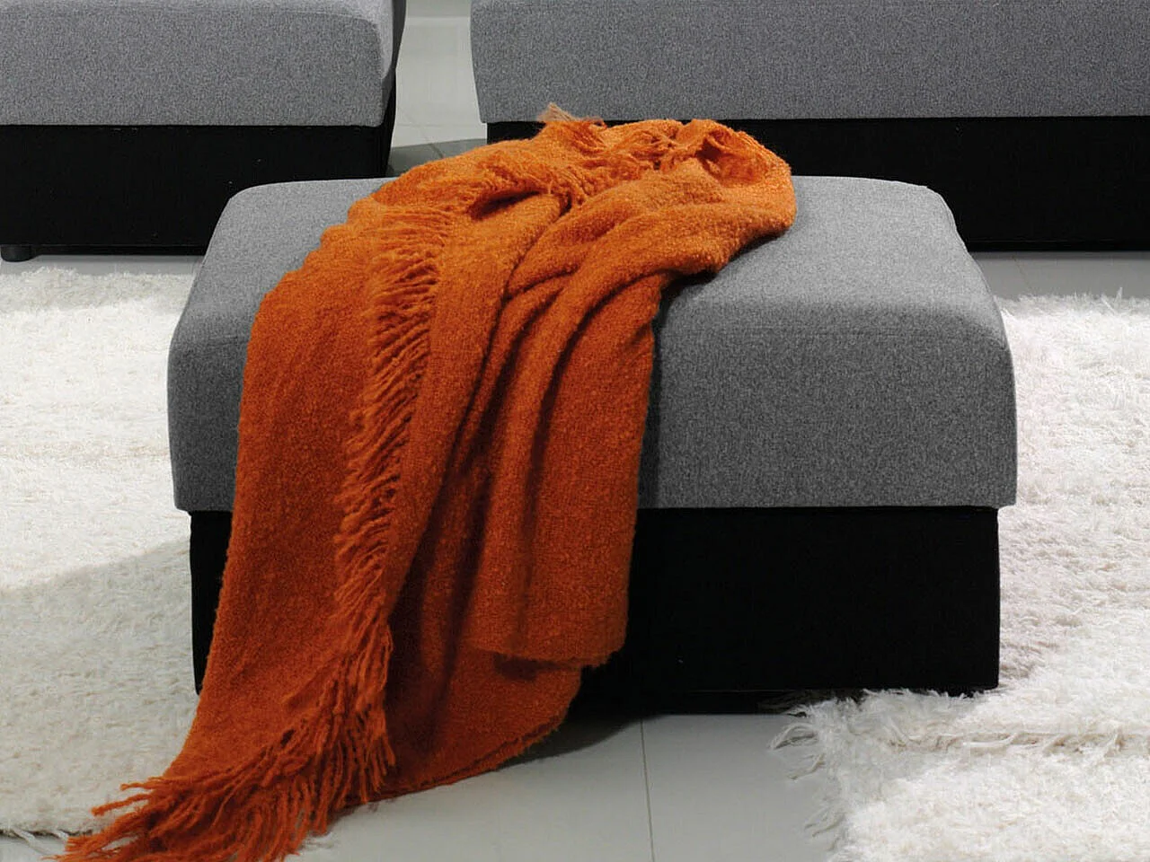 Pouf Providence 185, Gris, 40x60x80cm, Tissu, Pieds: Plastique, Disponible