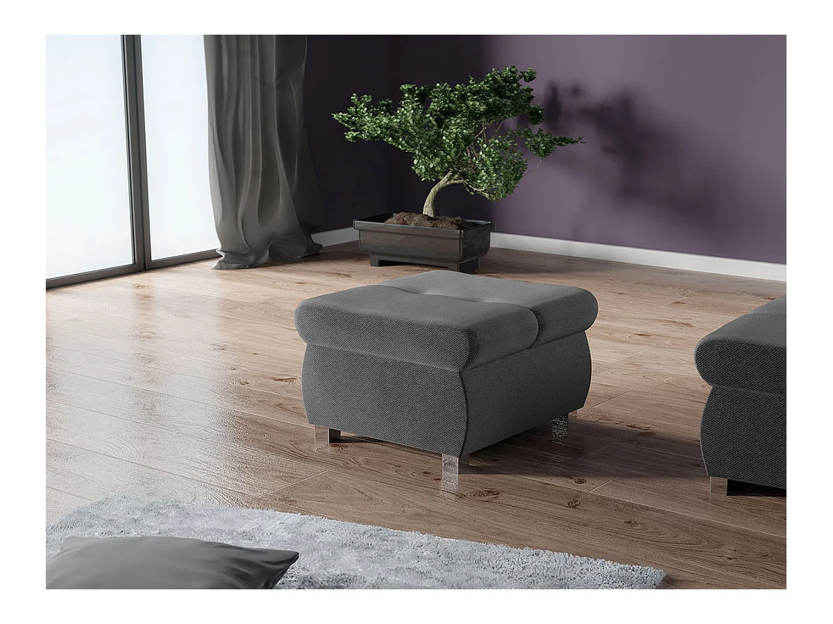Pouf Comfivo 122, Grigio, 39x60x60cm, Arazzo, Gambe: Metallo, Senza