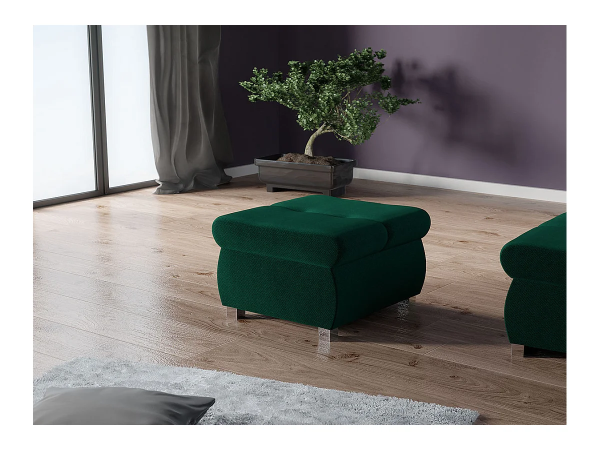 Pouf Comfivo 122, Vert, 39x60x60cm, Tapisserie, Pieds: Métal