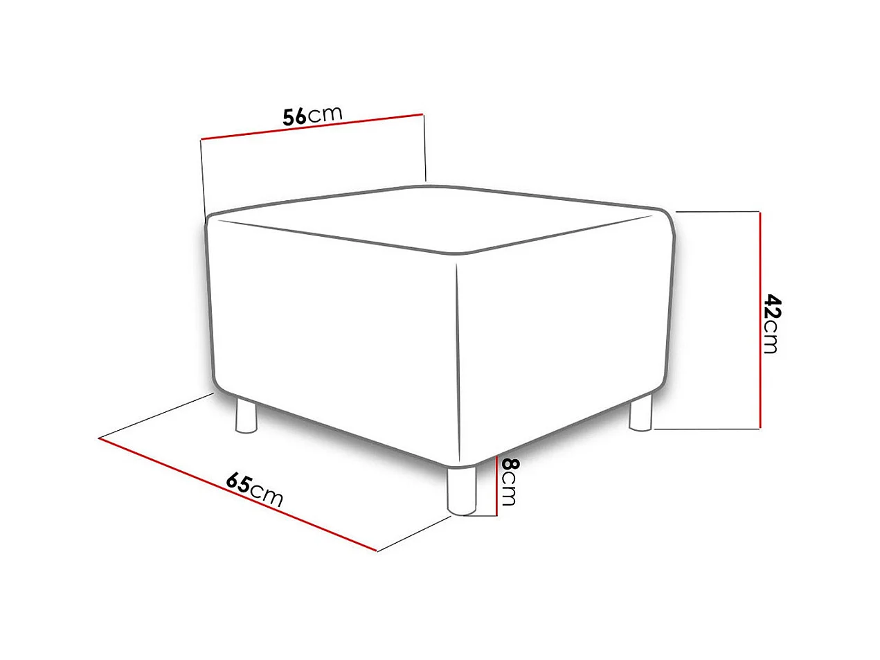 Puf Comfivo 126, Negro, 42x56x65cm, Tapiz, Patas: Plástico