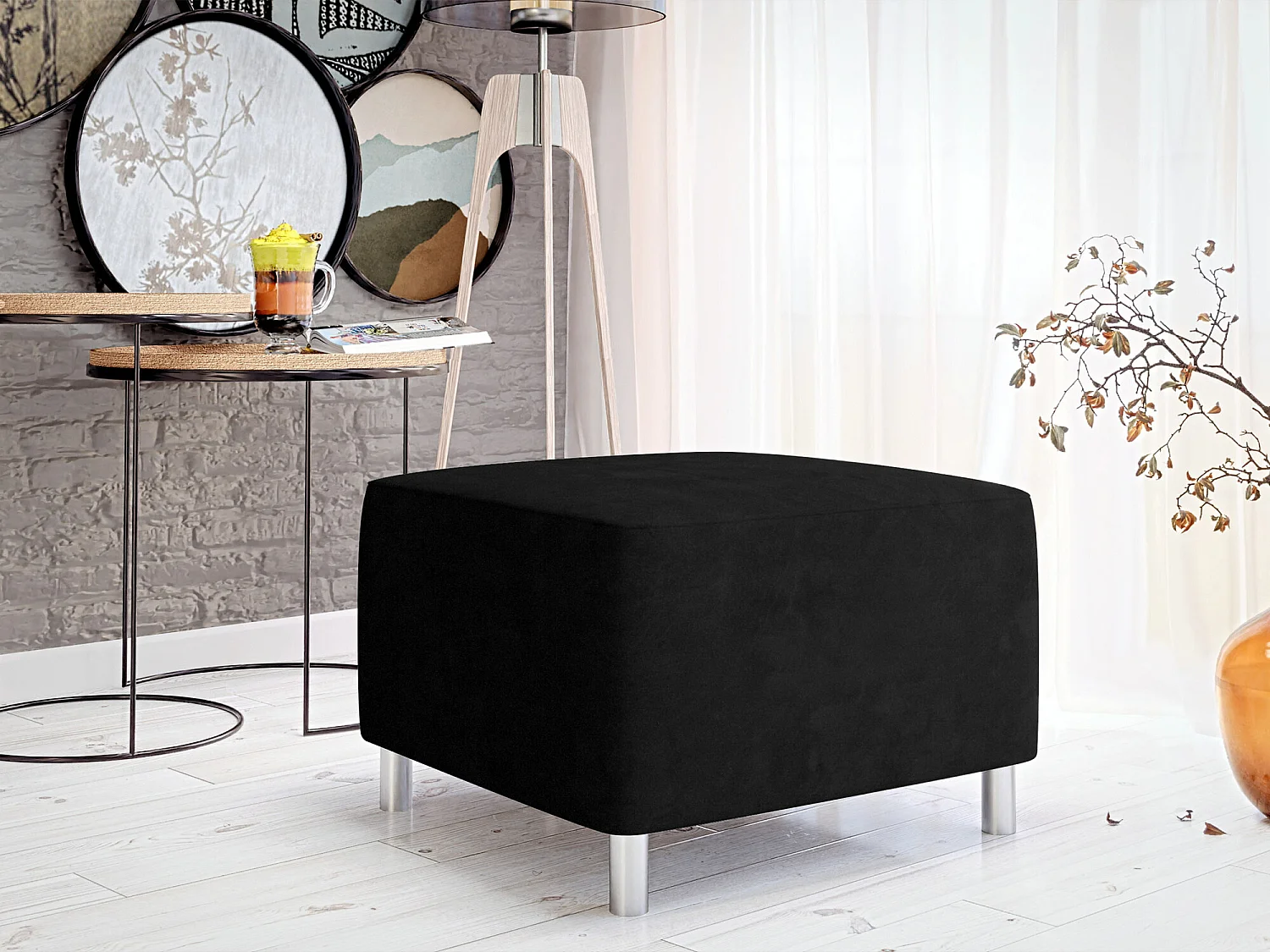 Puf Comfivo 126, Negro, 42x56x65cm, Tapiz, Patas: Plástico